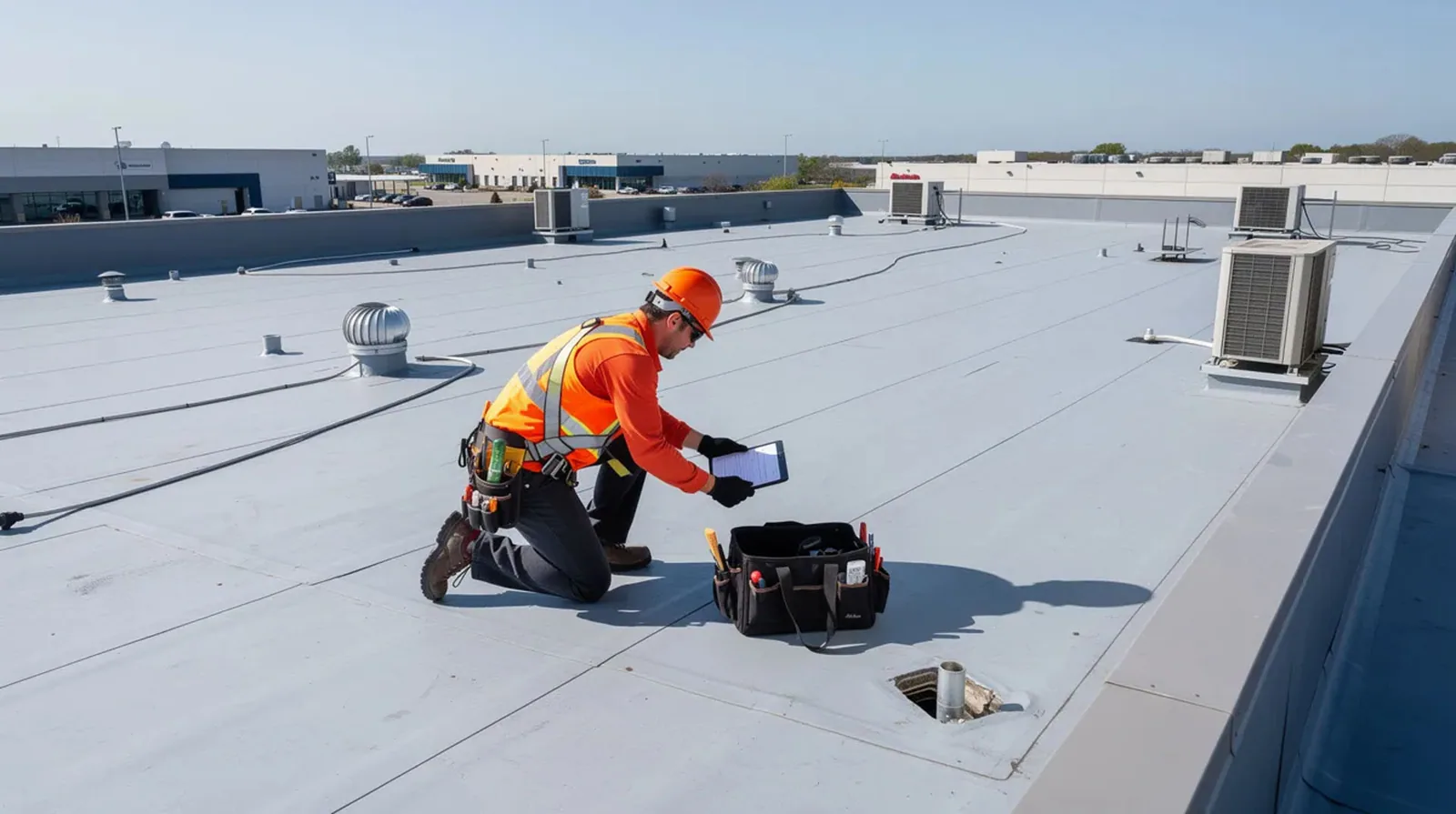 Commercial roof inspection in Conroe, TX